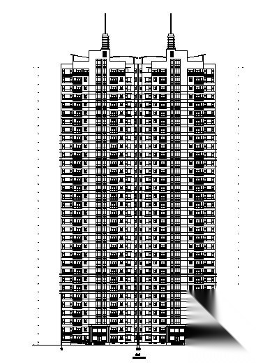 浦东某花园小区二期8、9号楼建筑初步图