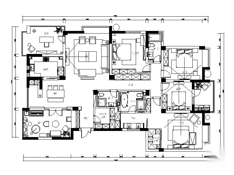 [杭州]现代简约精致四居室装修设计施工图（含实景图） 平层