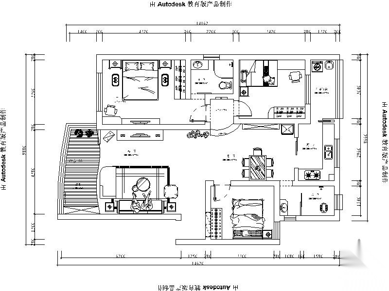 [衡阳]三居室设计装修图1 平层