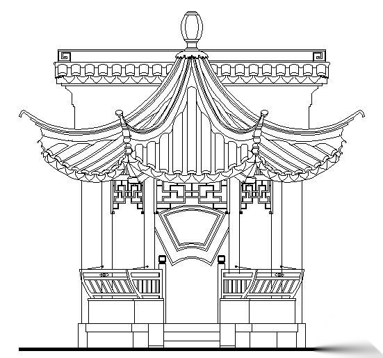 古建亭子建筑方案图系列 六角组合亭