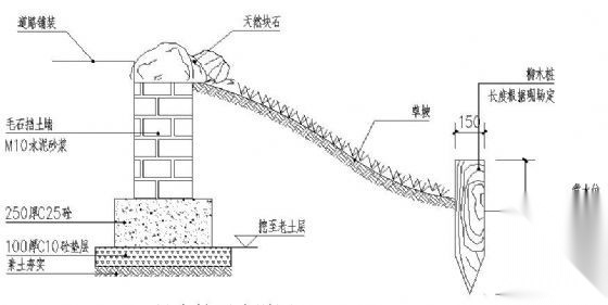 松木桩驳岸详图