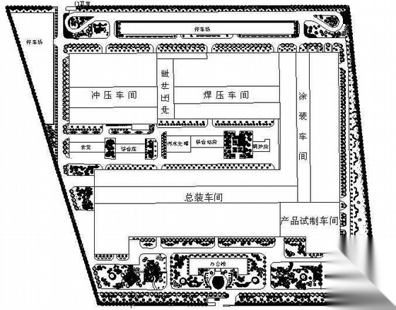 某汽车城环境景观设计平面 工业园区景观