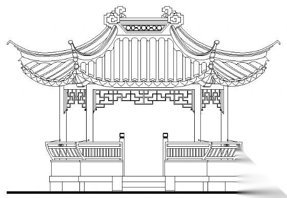 古建亭子建筑方案图系列-长六角亭