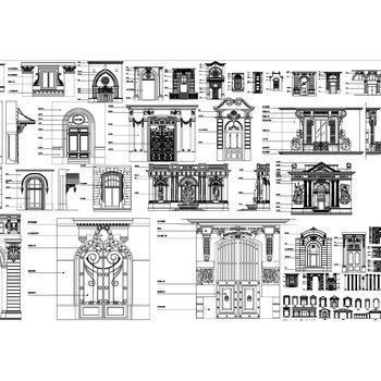 欧式外墙造型窗户门CAD