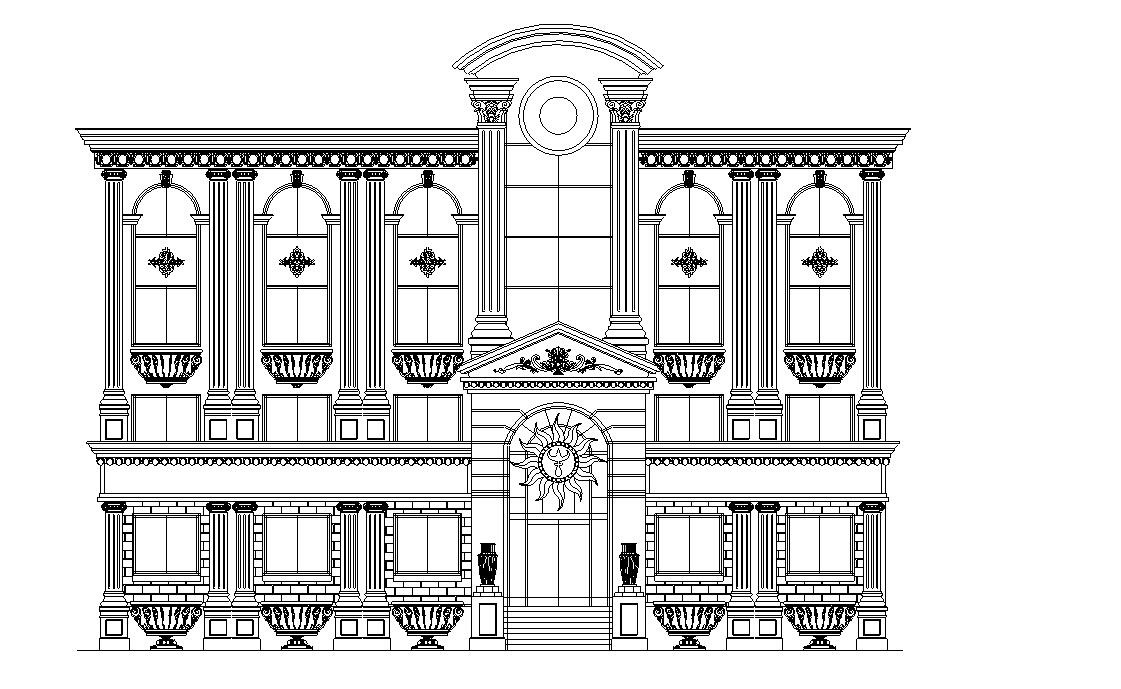 9个CAD欧式建筑外观图纸