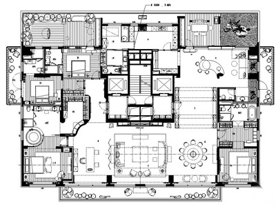 [北京]600㎡样板间住宅CAD全套施工图设计 平层