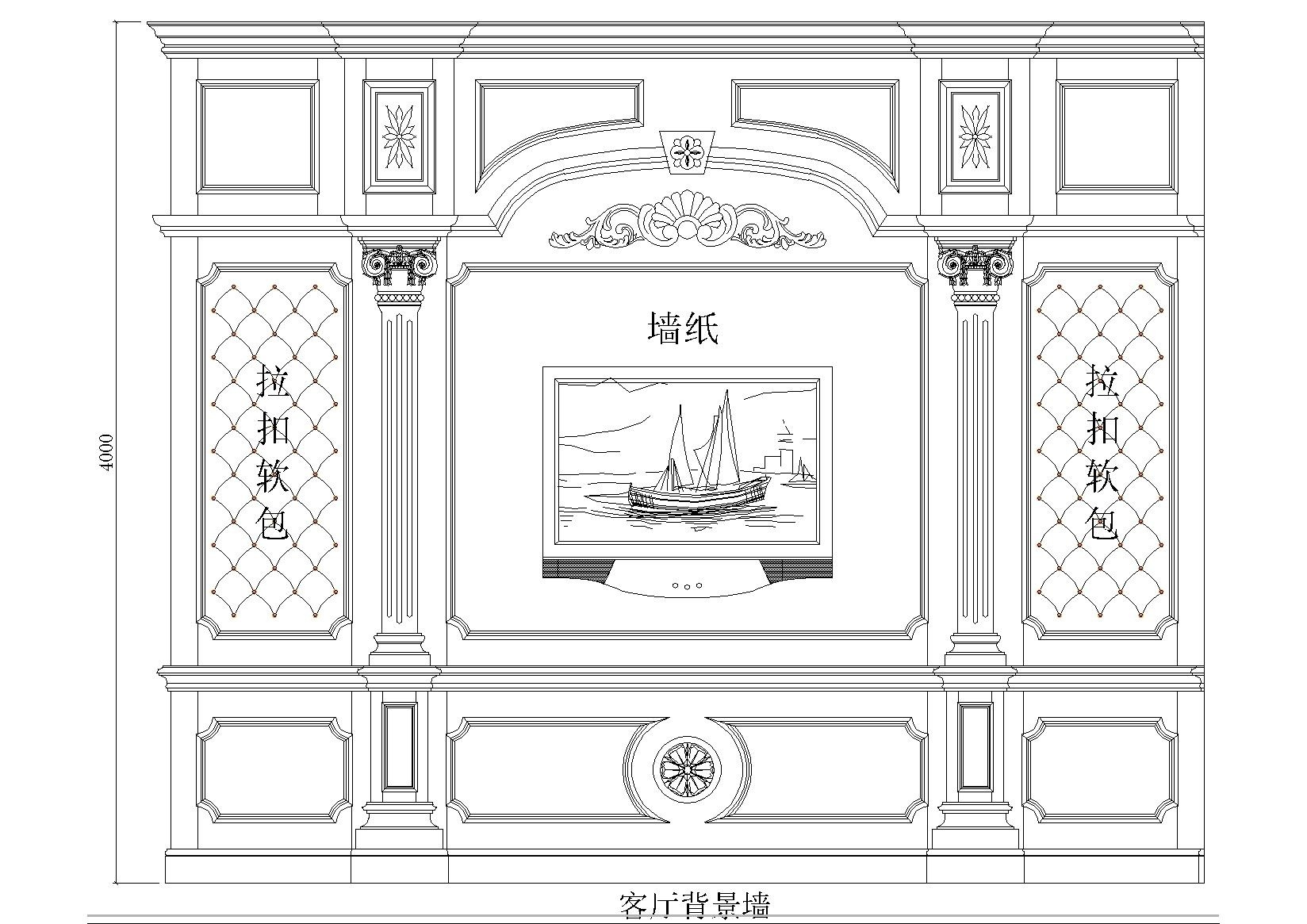 多种样式背景墙CAD图块