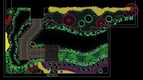 一套别墅庭院四周景观绿化cad图