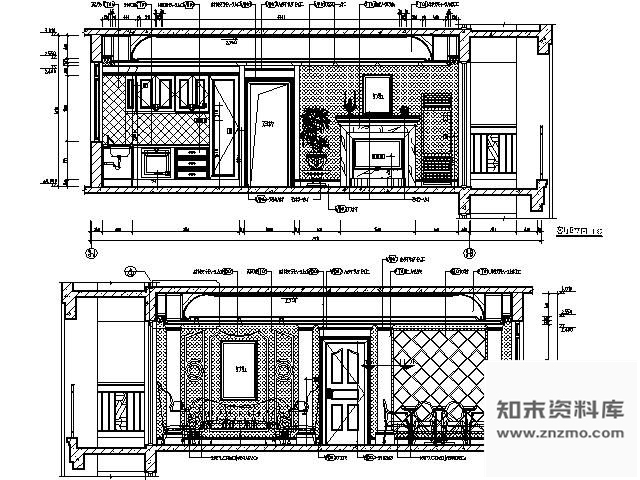 图块/节点古典法式客厅立面图