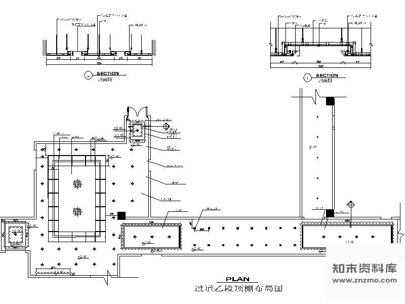 图块/节点过道乙段石膏板顶棚详图