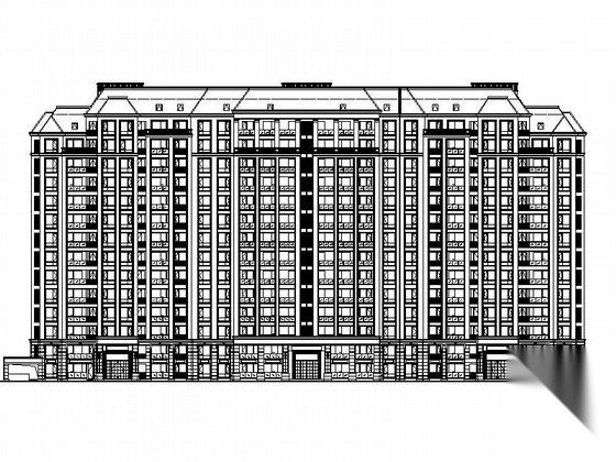 [江苏]某小区十四层板式新古典风格高层住宅建筑施工图