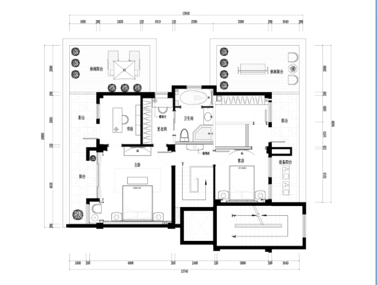 星海湾家装设计完整施工图及高清效果图 平层