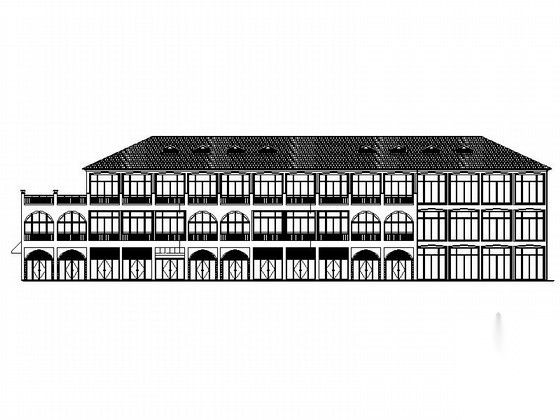 [四川]多层四坡屋顶瓦面交易中心楼建筑施工图（含水暖...