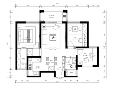 [浙江]-温州公园天下北欧住宅施工图+效果图 平层