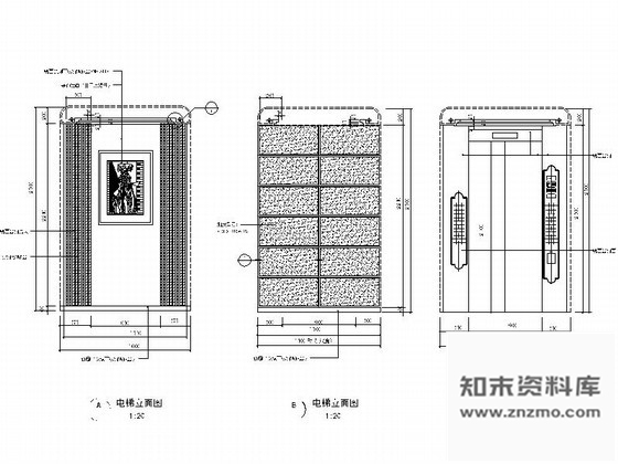 图块/节点某高档花园小区入户大堂电梯间施工图