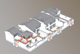 北方四合院建筑效果图 施工图