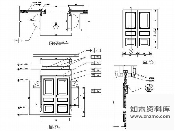 图块/节点实木双扇门详图 通用节点