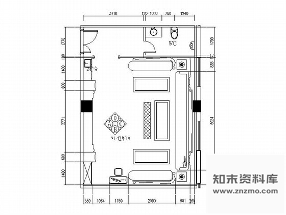 图块/节点茶镜饰面装饰VIP包厢立面图