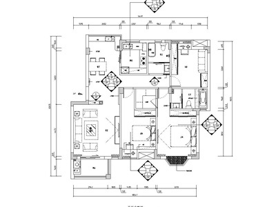 [江西]混搭中式风格116㎡住宅装修施工图 平层