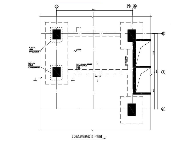 新增电梯井结构加固施工图 抗震加固结构