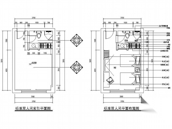 [湖南]宾馆标准间及套间施工图