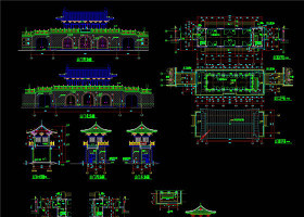 仿古山门建筑施工图CAD图纸
