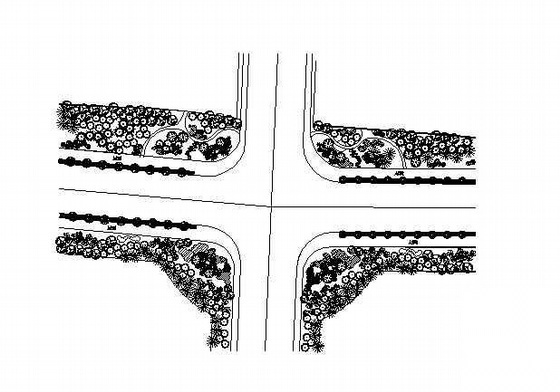 某道路交叉路口种植设计