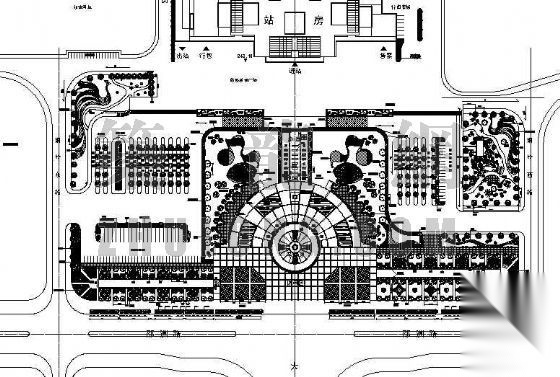 某火车站广场绿化平面图