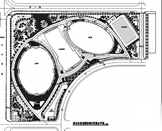 广州大学体育场田径场园林绿化工程图纸