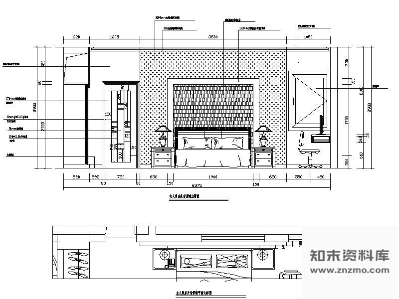 图块/节点现代主卧室立面图