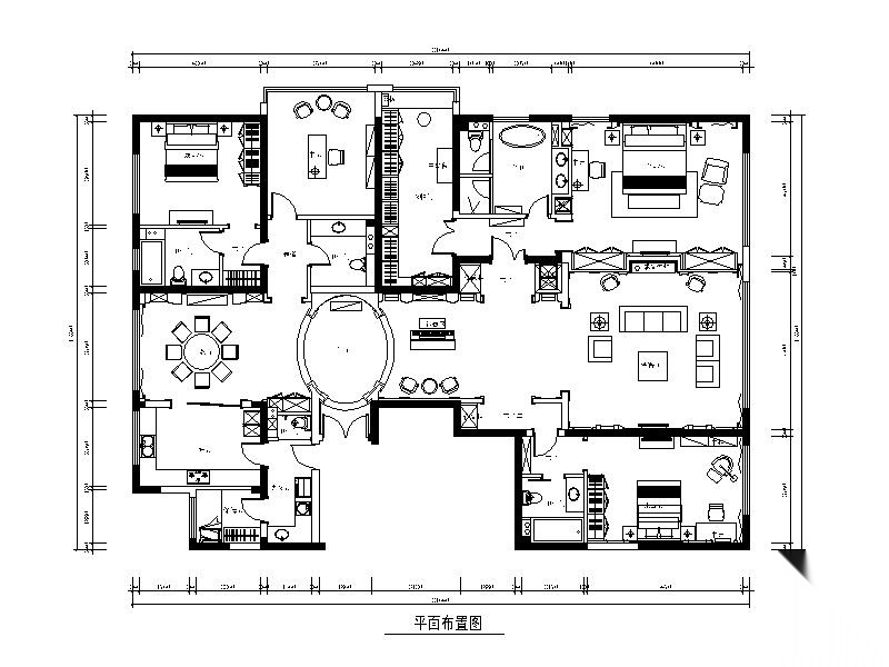 [北京]现代风格样板间设计CAD施工图（含效果图） 平层