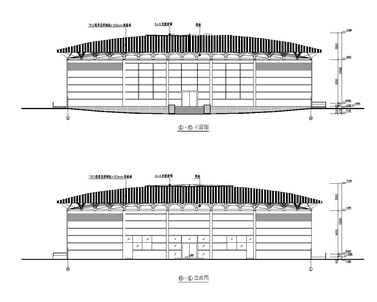 某风雨操场网架结构施工图（CAD含建筑图） 体育场