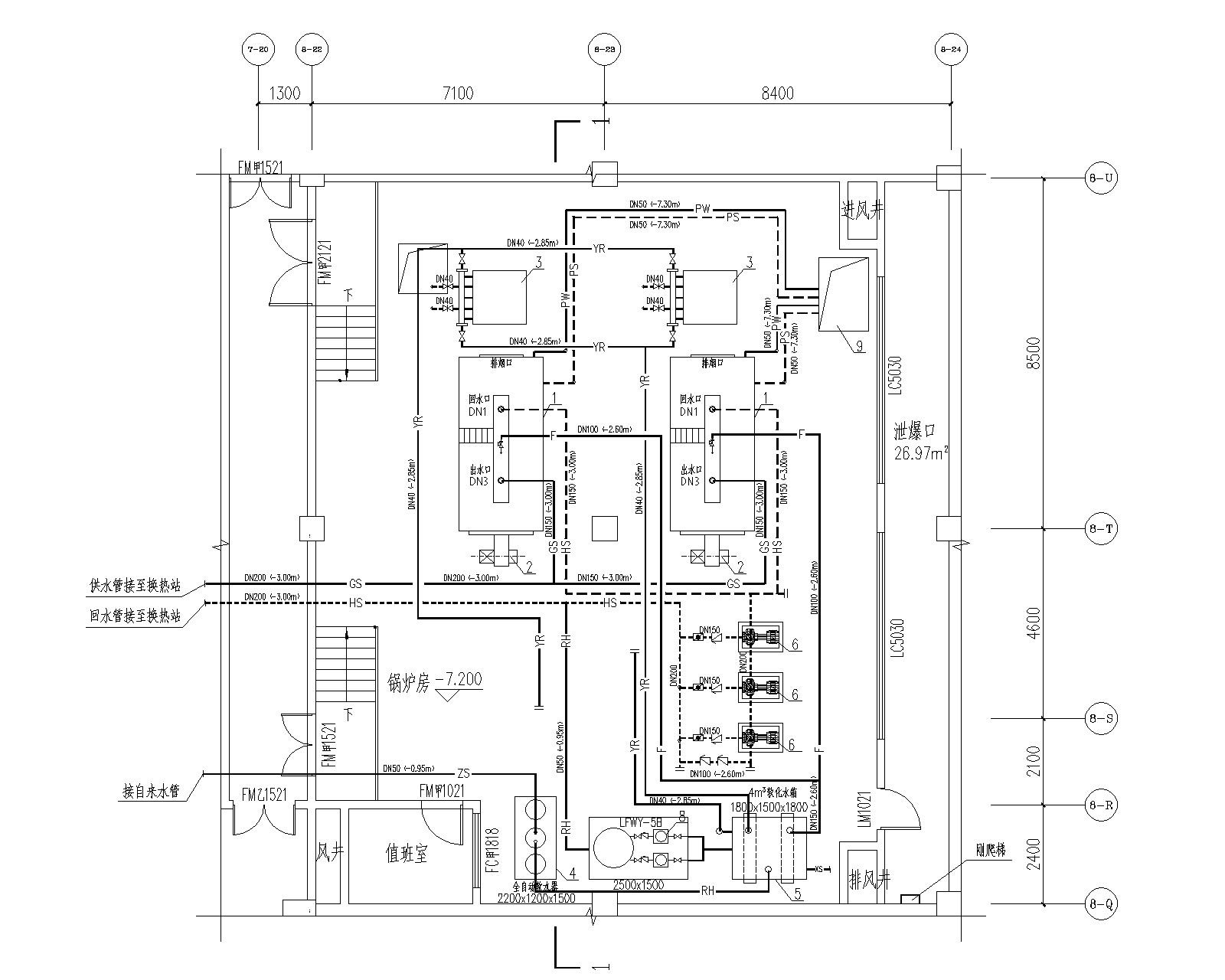 燃气常压热水锅炉房设计施工图 建筑暖通