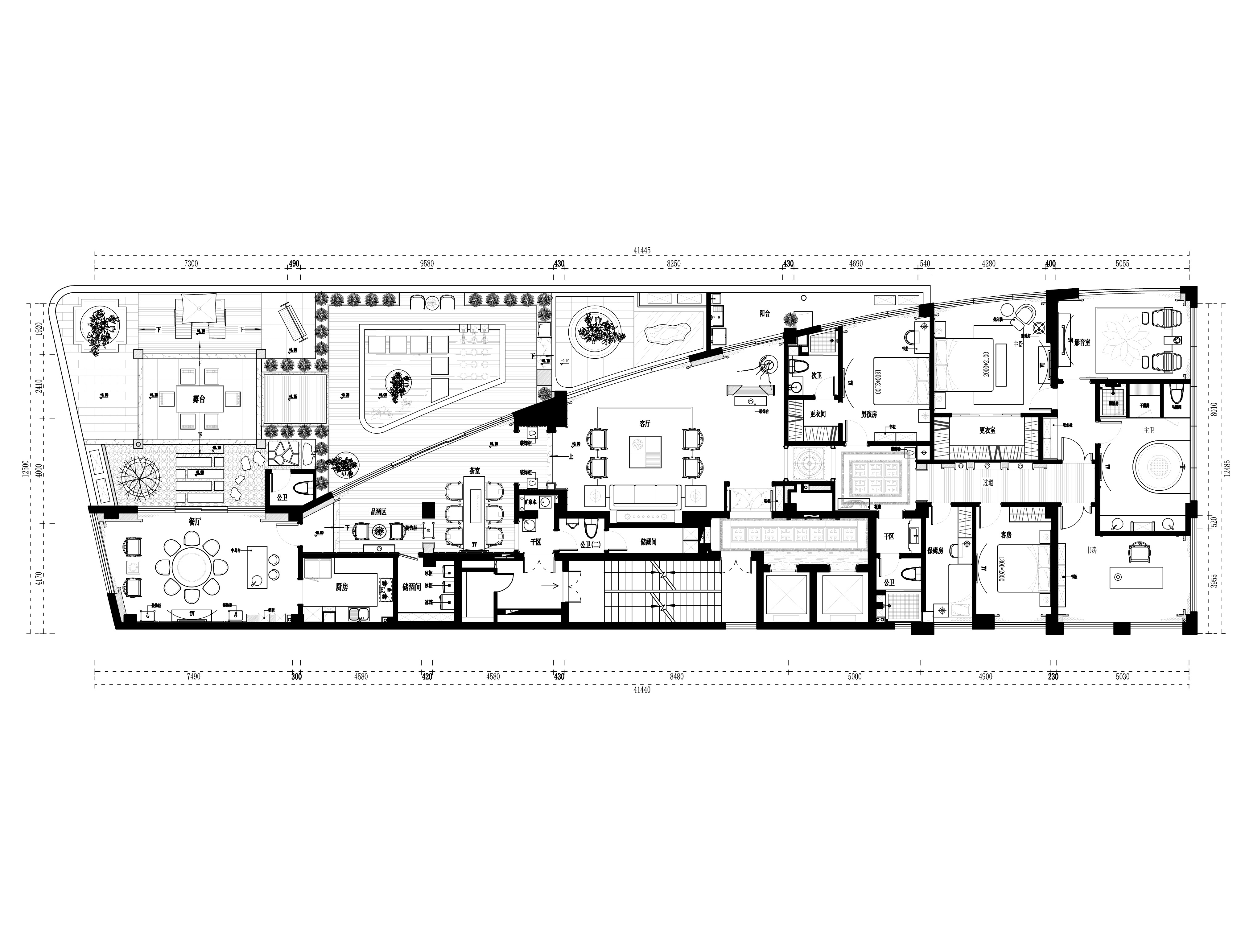 [福州]品川-福安水岸名居样板房室内装修CAD施工图+效果... 平层