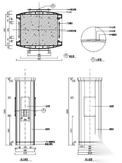 铝塑板包柱详图Ⅵ