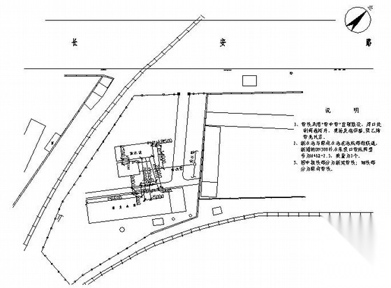 某供热管网工程第三水站室外水池管线竣工图 市政暖通