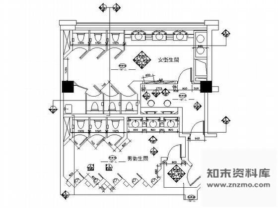 施工图酒店公共卫生间室内装修图