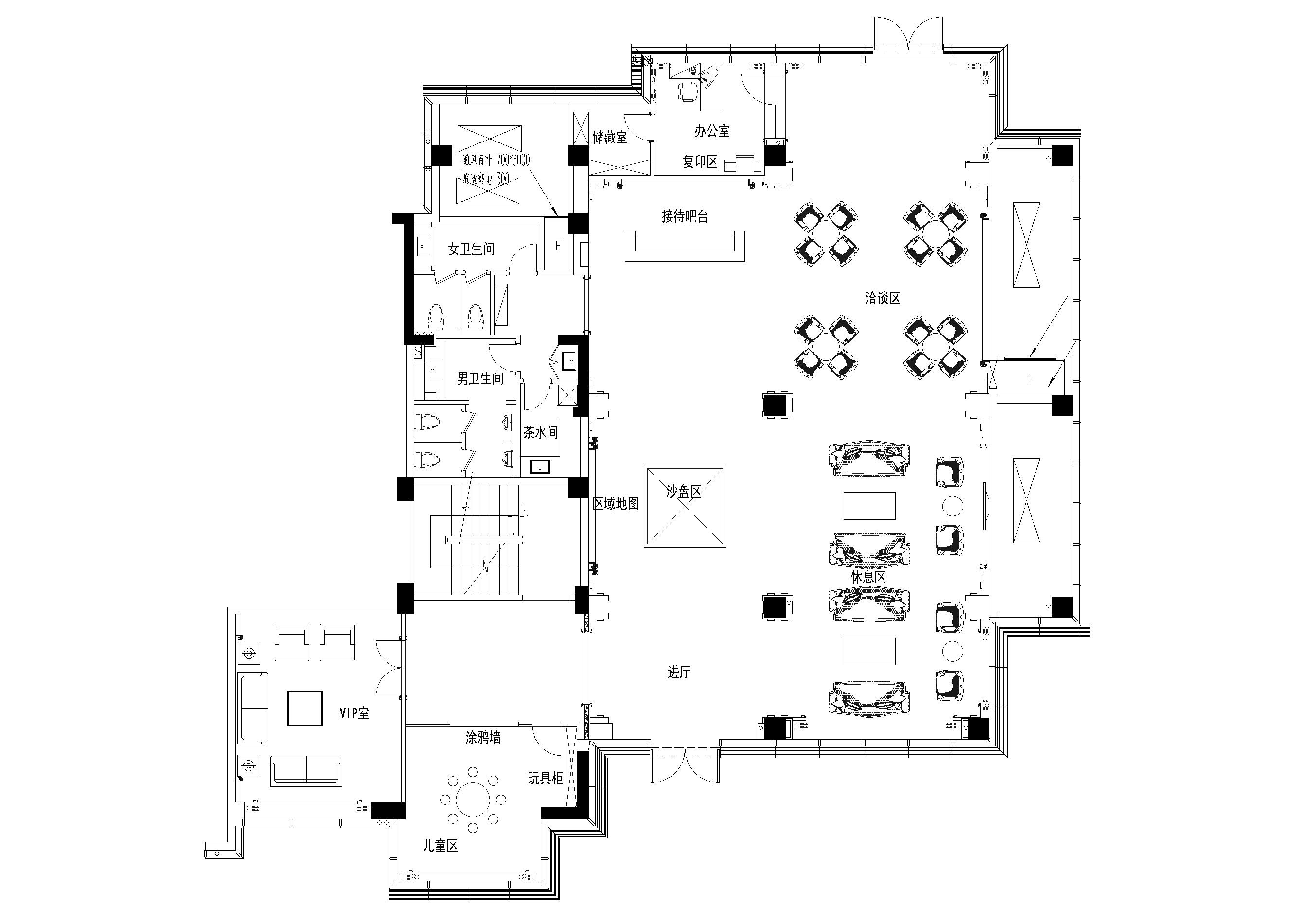 临平玉园销售展厅装饰设计施工图+效果图