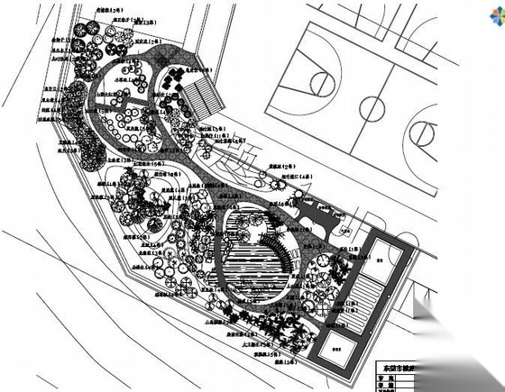 东莞某中学景观改扩建工程园绿化施工图