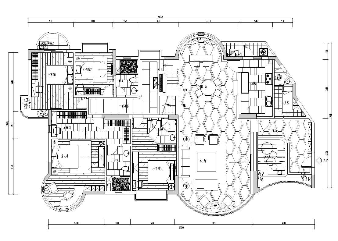 [陕西]西安怡宝花园别墅室内设计施工图及效果图