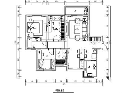 110平米地中海风格三居室住宅设计施工图 平层