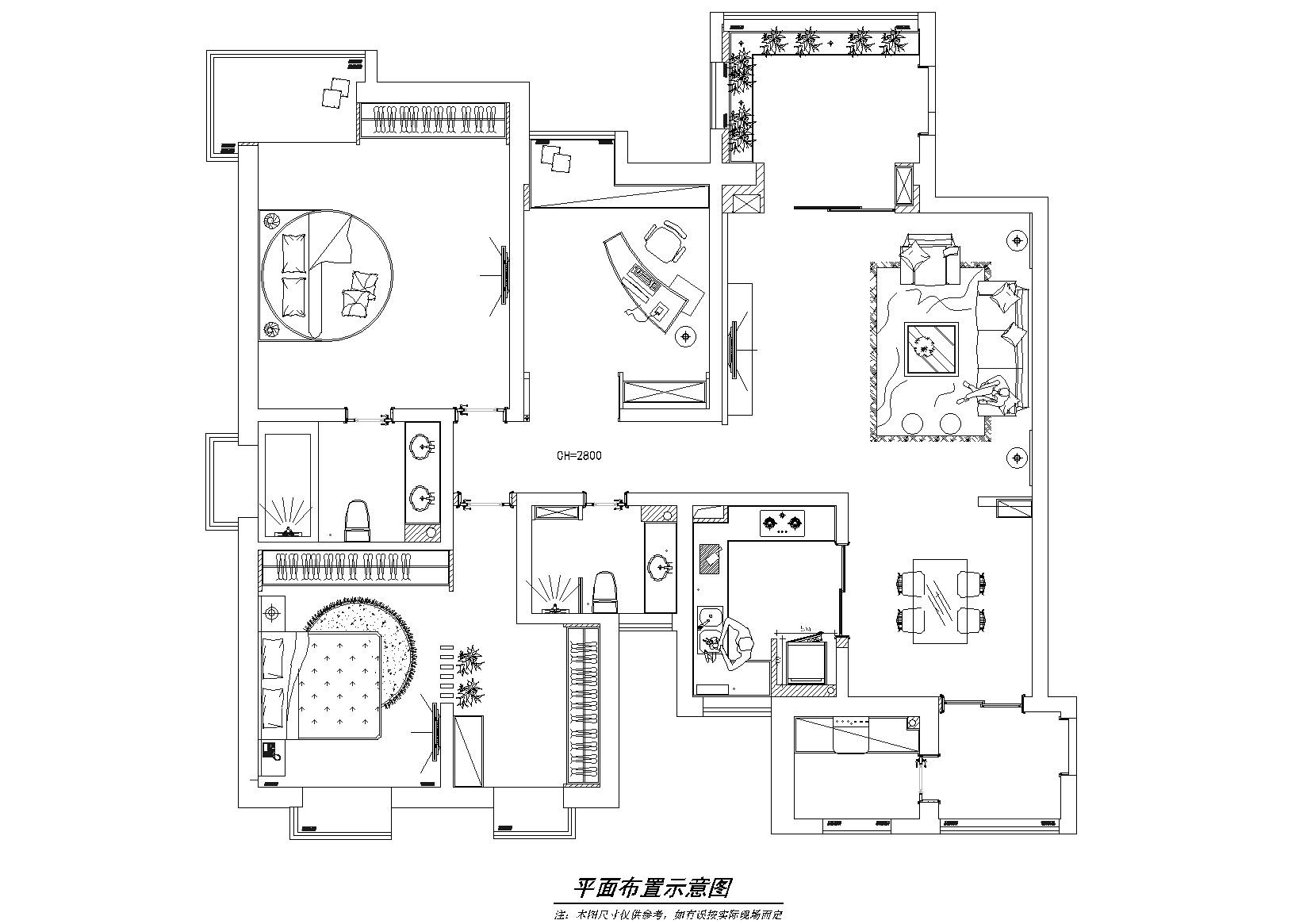 [西安]西安蔚蓝观园样板间整体设计施工图 平层