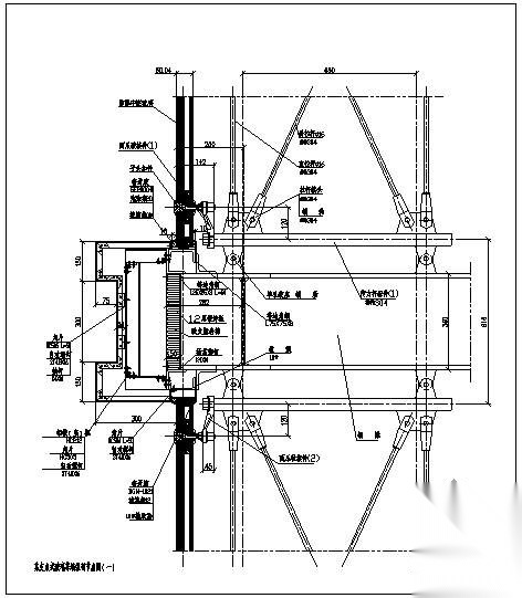 某支点式玻璃幕墙纵剖节点构造详图（一） 节点