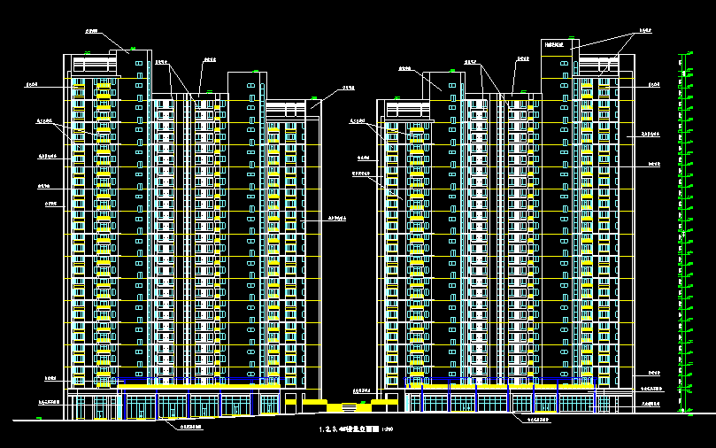 高层框剪结构汇林办公楼建筑施工图（华东院图纸）