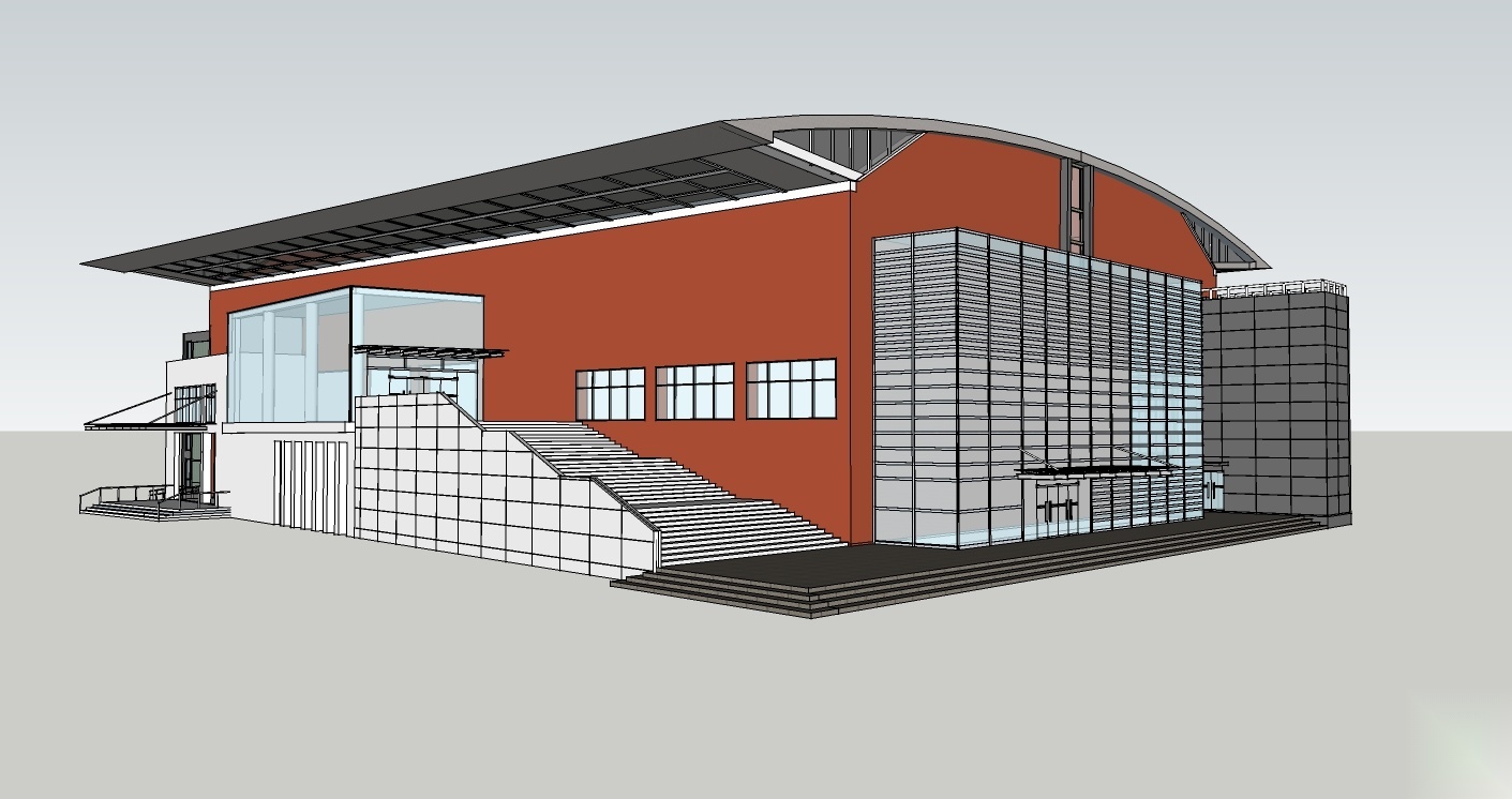 现代风格学校体育馆SU精模型