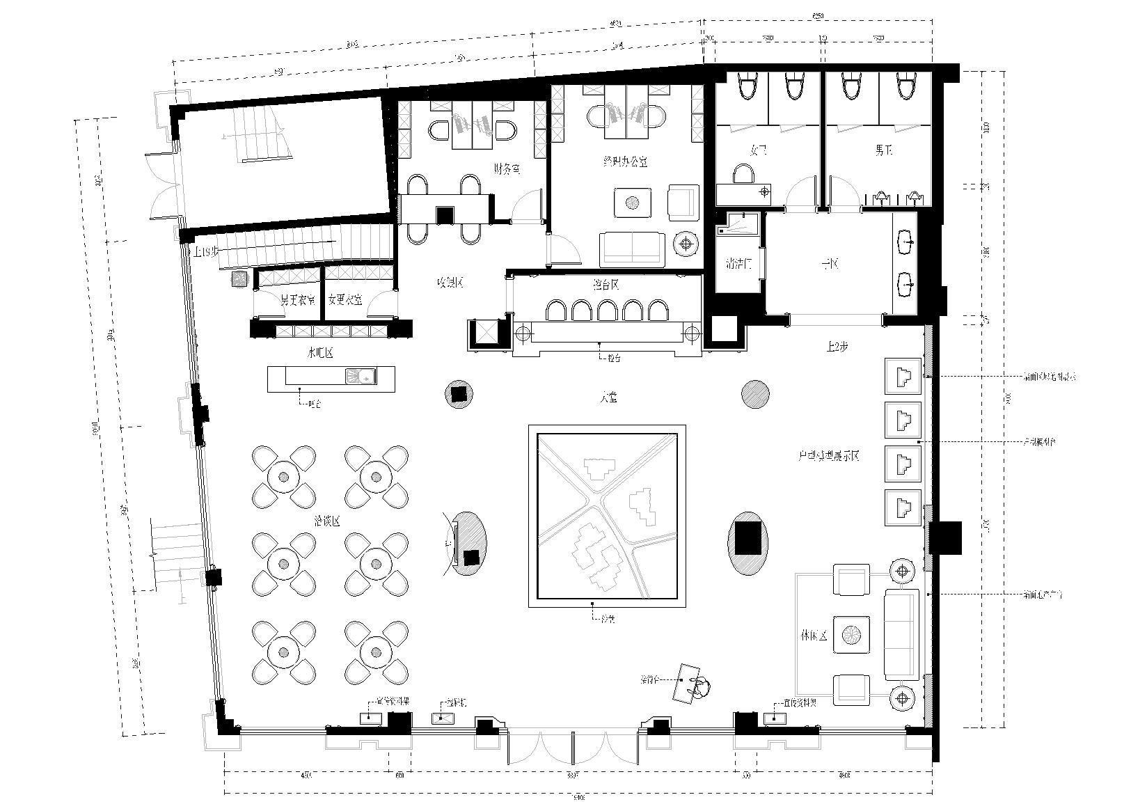 [湖南]株洲兆富售楼部装饰施工图+效果图