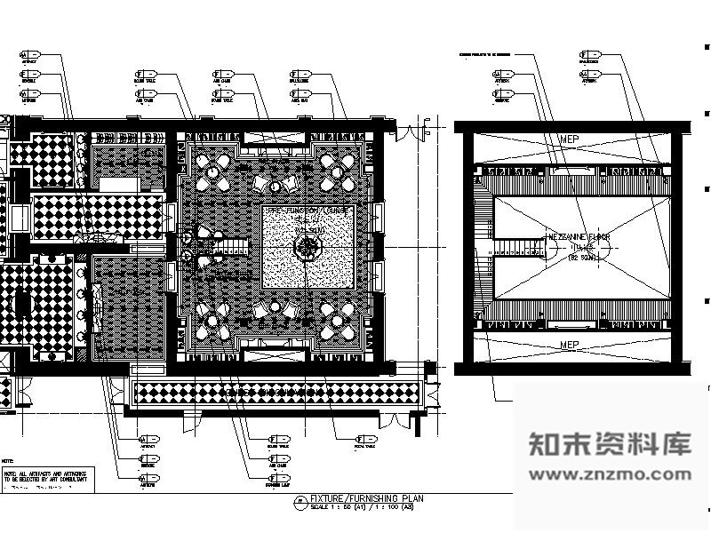 施工图上海某酒店老楼宴会前厅改造室内装修图