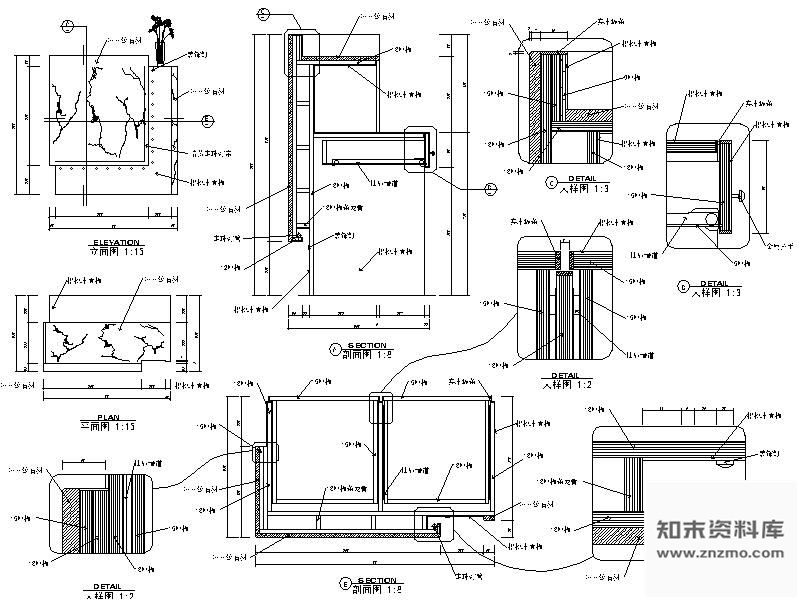 图块/节点电梯厅咨询台详图 家具节点