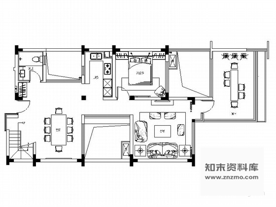 施工图成都现代中式禅味风格双层别墅室内设计装修图