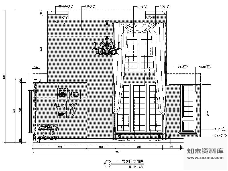 图块/节点豪华别墅客厅立面图